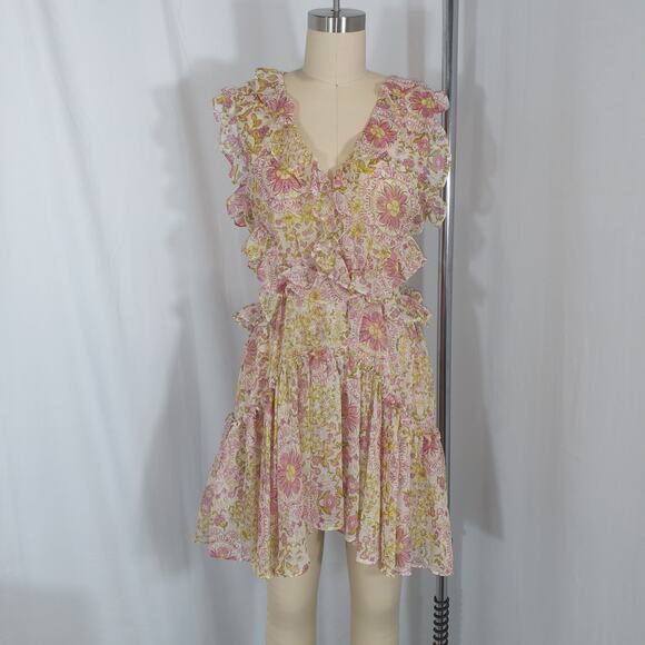 Misa Los Angeles 'Jolie' Pink Chiffon Dress Size M - Picture 2 of 4